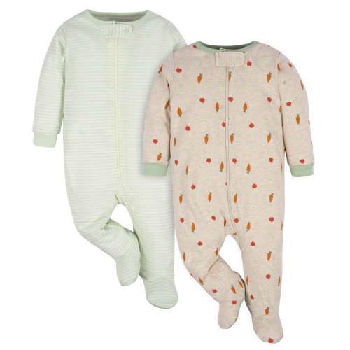 Gerber Baby Gender Neutral Sleep 'n Play Footed Pajamas, 2-Pack, 0/3 Months - 6/9 Months