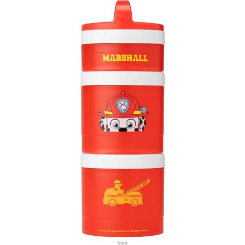 Whiskware Paw Patrol Stackable Snack Containers for Babies, Kids, and Toddlers, 3 Stackable Snack Cups for School and Travel, Formula Friendly, Cupholder Friendly, Marshall