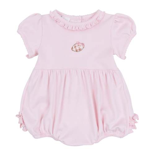 Tiny Tailgater Hand-Embroidered Ruffle Bubble - Pink