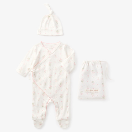 Folklore Floral Organic Cotton Pointelle Layette 2PC Set – Elegant Baby