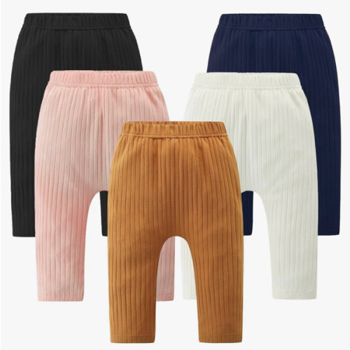 Fullfamous Baby and Toddler Girl's 5 Pack Cotton Ribbed Pull On Pants Leggings 0-4 Years