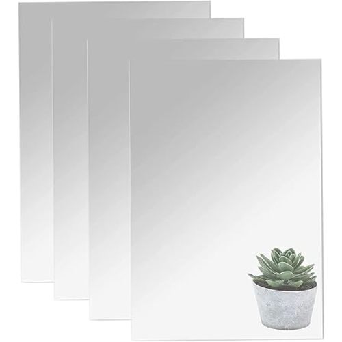 DARENYI 16"x 12"x 4Pcs Acrylic Mirror Sheet, Flexible Non Glass Full Length Full Body Mirror Tiles with Adhesive Tapes for Wall Bathroom Bedroom Door Home Decor