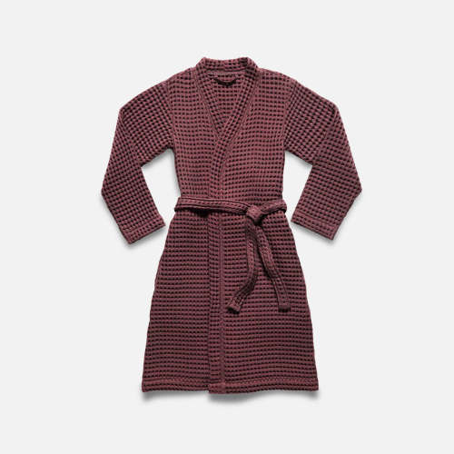 Dreamweave Waffle Robe Kimono-Style Comfort - Plum, Size M