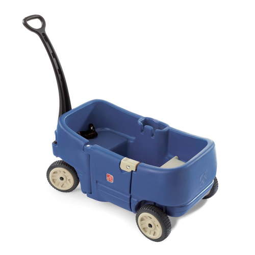 Step2 Two Plus Blue: Foldable Plastic Toy Wagon Ride for Toddlers & Kids with Seats