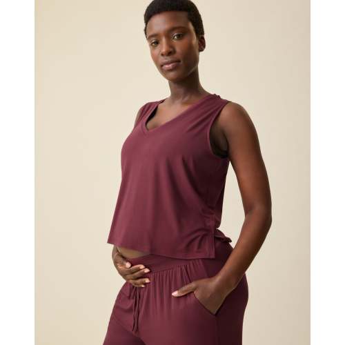 Aria Bamboo Cropped V-neck Tank | Granite - Kindred Bravely