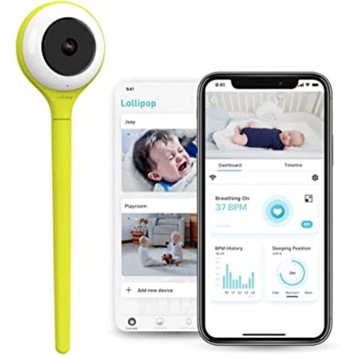 Lollipop Baby Monitor (Pistachio) - Full-Featured Smart Wi-Fi Camera of True Crying Detection with Extra in-App Plan of Breathing Monitoring/Sleep Tracking-Accessories Free/7 Days Trial Period