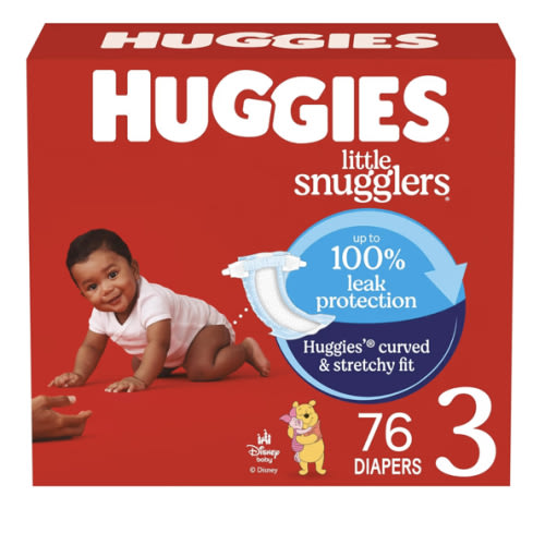 Huggies Size 3 Diapers, Little Snugglers Baby Diapers, Size 3 (16-28 lbs), 76 Count, Packaging May Vary