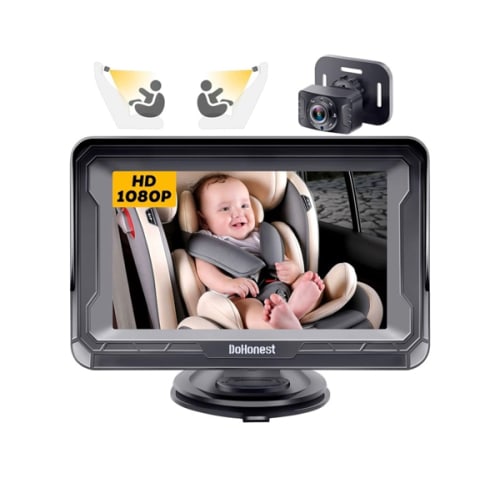 DoHonest Baby Car Camera HD 1080P - Rear-Facing Car Baby Monitor with Night Vision, Adjustable View Angle, Easy Setup, Anti-Glare Display, Safety for Kids & Infants