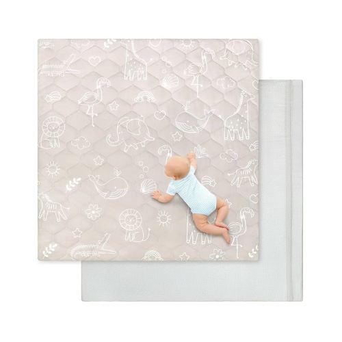 Removable Baby Play Mat,50" X 50" Playpen Mat,Extra Thick Playmat for Babies Toddler Kids,Soft Non-Slip Baby Mat for Playing Crawling Tummy Time,Easy To Clean Baby Floor Mat,Animal Grey