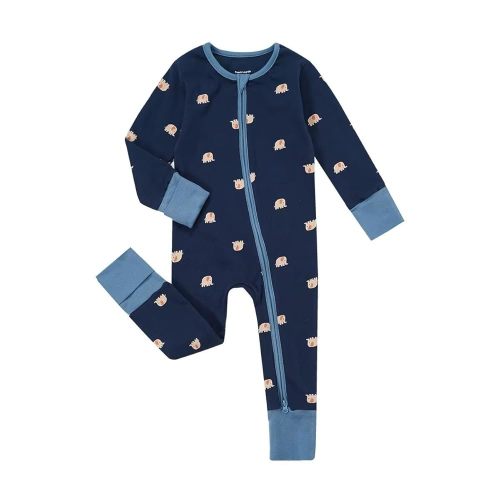Teach Leanbh Unisex Baby Footless Pajamas with Mittens and Feet Cuffs Cotton 2 Way Zipper Long Sleeve Romper Sleep and Play