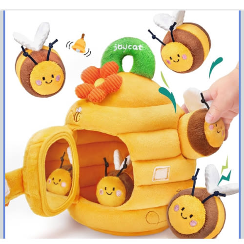 JoyCat Baby Toy for 6-12 Months, Fun Beehive with 5 Stuffed Sensory Bees, Crinkle, Rattle, Mirror, Montessori Toys for 6-9 Months Old Babies, Infant Toys Baby Shower Birthday Gift