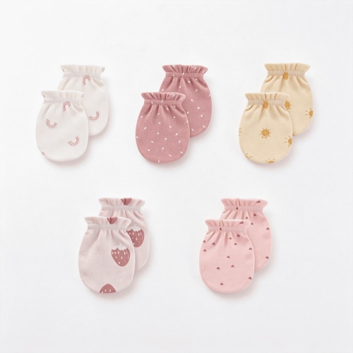 TELOLY 5 Pack Unisex New Born Boy Girls Anti Scratch Mittens Cotton Soft Baby Gloves 0-3 Months Infant Essentials,Cotton Soft Anti-Scratch Baby Mittens Newborn