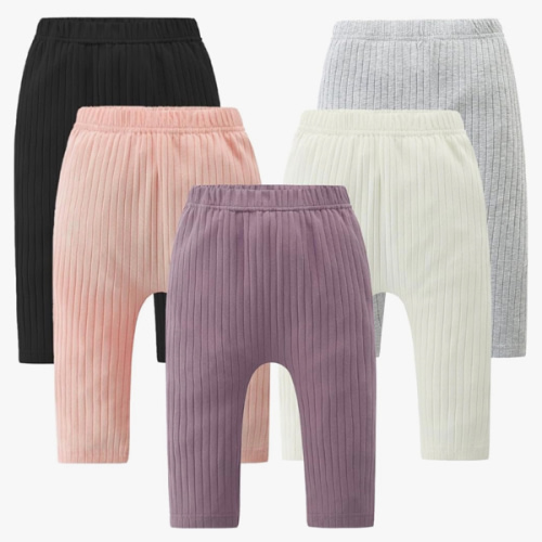 Fullfamous Baby and Toddler Girl's 5 Pack Cotton Ribbed Pull On Pants Leggings 0-4 Years
