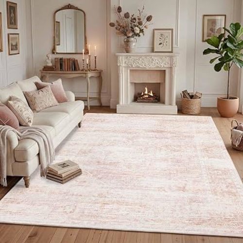 8x10 Area Rugs for Living Room Washable Large Pink Rugs Cute