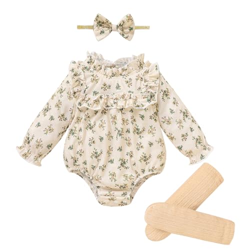 GRNSHTS Newborn Baby Girl Clothes Ruffle Rompers Toddler Fall Outfits for Girls Set Little Girl Fall Winter Clothing