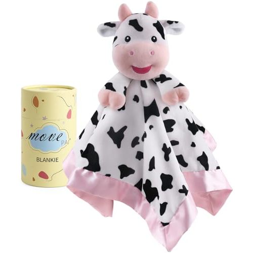Baby Security Blanket, Soft Baby Lovey Toy Blanket for Girls, Snuggle Toy Lovie Newborn Gift, Stuffed Animals Cow 16 Inch