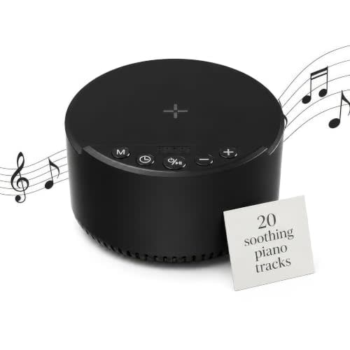 Piano Sound Machine with 20 Soothing Piano Sounds, Bluetooth Speaker and Wireless Charger with Memory Function, Sleep Timer Baby Kids Adults Pets Sound Therapy for Home Office Travel