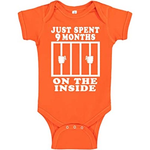Reaxion Funny Cute Baby Boy Girl Handmade Clothes Infant Just Spent 9 Months On The Inside Bodysuits