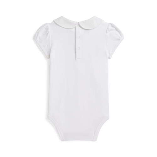 Short-Sleeve Interlock Knit Collared Bodysuit | Over The Moon