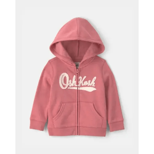 Baby Girl OshKosh Logo Fleece Zip-Up Hoodie - Pink - OshKosh B'gosh | Carter's