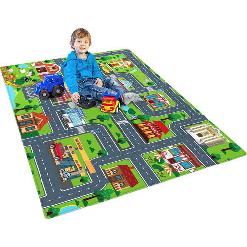 Kids Carpet Playmat, Kids Play Rug for Playroom, Kids Car Mat Rug, Kids Play Rugs Town City Road Map Rug, Extra Large Boys Kids Car Track Play Rug Bedroom, Living Room, 59 X 39.4 Inch