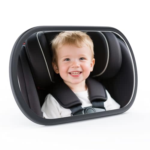 Baby Car Mirror for Backseat - Rear Facing Car Seat Mirror Safety for Infant Newborn - Easily Observe the Baby Move,Clear Wide View,360°Rotation, Secure, Shatterproof - Black