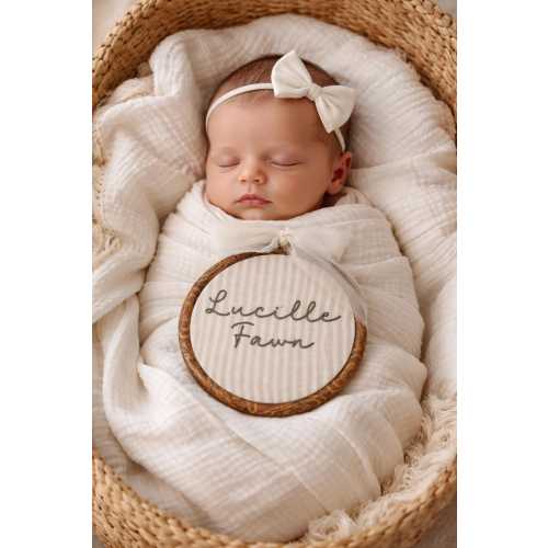 Personalized Embroidered Baby Name Sign: Neutral Nursery Decor Hoop
