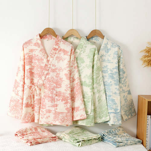 Refresh Cotton Gauze Kimono Pink Pajama Set – ownkoti