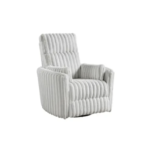 Helix White Corduroy Fabric 34" Manual Swivel Glider Nursery Recliner With Toss Pillows