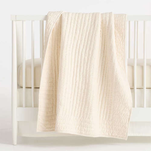 Comfy Tee Keepsake Stitched Natural 100% Organic Cotton Jersey Crib Quilt