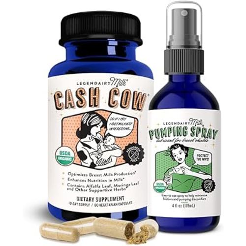 Legendairy Milk Cash Cow + Pumping Spray - Lactation Support & Natural Comfort for Nursing Moms - Breastfeeding Supplement That Helps with Sore Nipples & Clogged Ducts