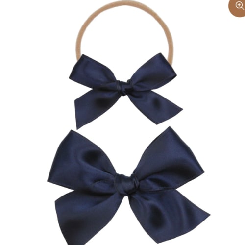 Satin Bow - Midnight Blue Headband