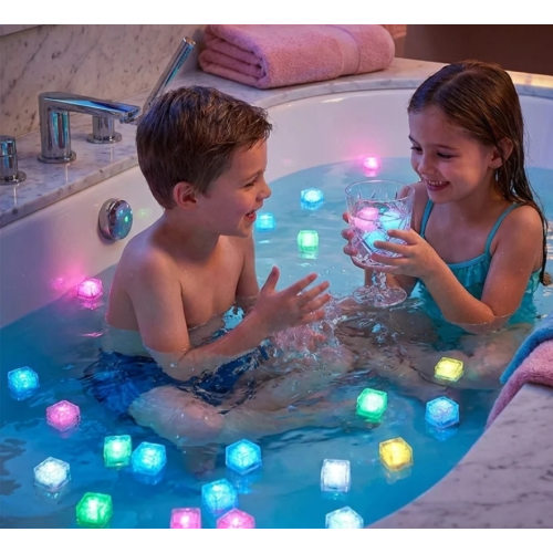 Light-Up Bath Cubes for Kids 6-Pack Waterproof LED Floating Toys Sensory Play Color-Changing Glow Cubes for Toddlers Bathtub Fun | Thomler