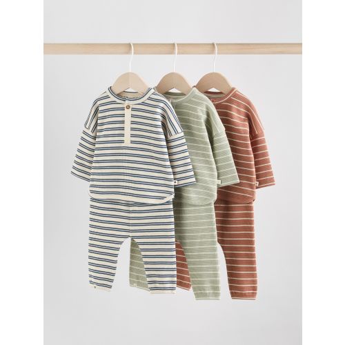 Green/Blue/Brown Stripe Baby Top & Leggings 6 Piece Set (0mths-3yrs)