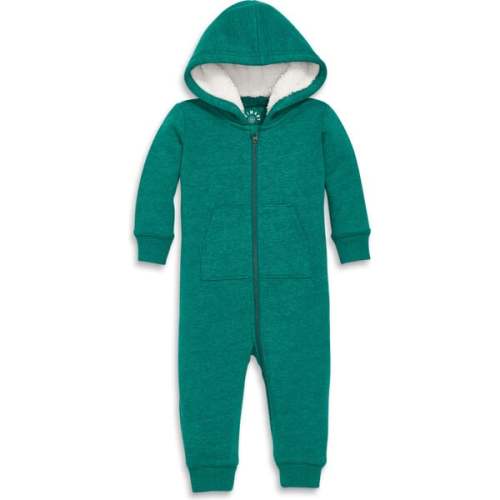 Baby Teddy Fleece-Lined Zip Romper, Heather Spruce - Primary | Maisonette