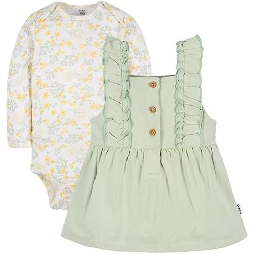 Gerber Baby & Toddler Girls' 2-Piece Overall Dress Set