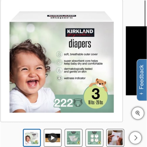 Kirkland Signature Diaper Size 3, 222-count | Costco