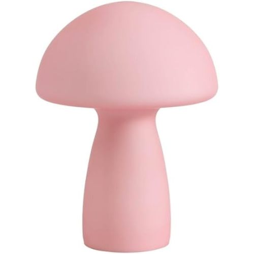 Urban Lifestyle Frosted Pink Mushroom Lamp,12" Glass Novelty Table Light, Plug-in Retro Decor for Bedroom, Living Room, Dorm
