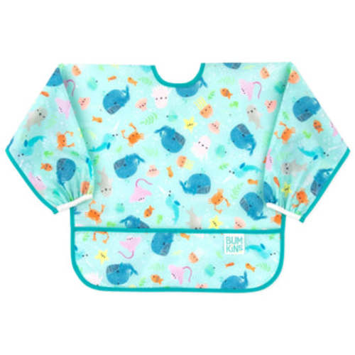 Ocean Theme Sleeved Bib For Meals At Home or On-The-Go | Bumkins