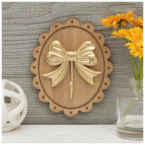 Gold Bow Wood Wall Hook
