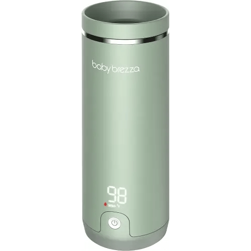 Baby Brezza Portable Warmer – 67% Faster Baby Bottle Warming - Travel Breastmilk and Formula Warmer - Safe, Even Heating - Up to 9oz - No Adapters, Green