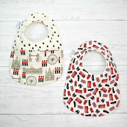 London Baby Bib: British Landmarks, Organic Cotton Fleece, 3-24 Months