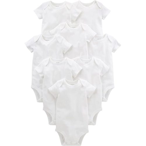 Simple Joys by Carter's Unisex Babies' Short-Sleeve Bodysuit, Pack of 8 - 0-3 Months - White