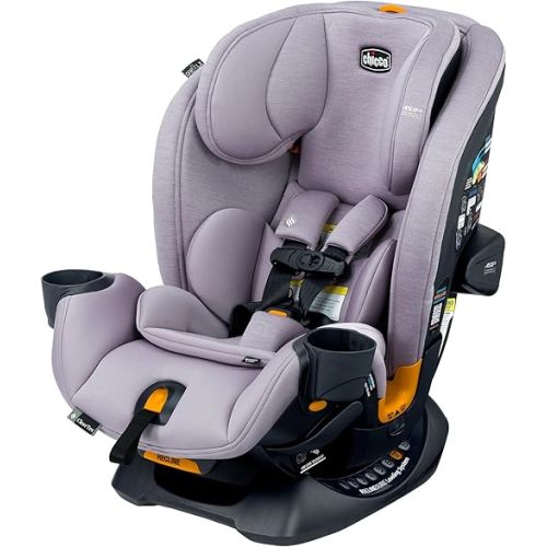 Chicco OneFit LX ClearTex All-in-One Car Seat with LeverLock Installation, Slim Design, Convertible Car Seat, Seat for Infants and Children 5-100 lbs | Lupine/Purple