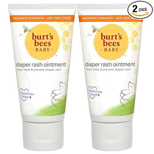 Burt's Bees Baby Diaper Rash Ointment, Maximum Strength, 40% Zinc Oxide, 100% Natural Origin, Pediatrician Tested, Net Weight 3 Ounces , Pack of 2