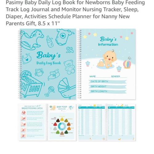 Pasimy Baby Daily Log Book for Newborns Baby Feeding Track Log Journal and Monitor Nursing Tracker, Sleep, Diaper, Activities Schedule Planner for Nanny New Parents Gift, 8.5 x 11''