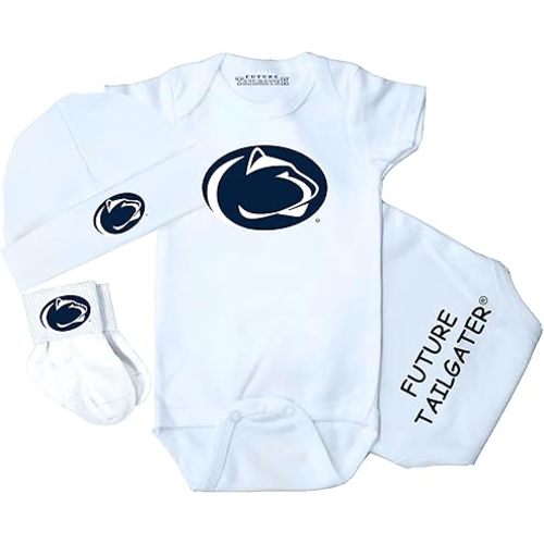 Collegiate Licensed 3 Piece Baby Clothing Gift Set (3-6 Months, Penn State Nittany Lions)