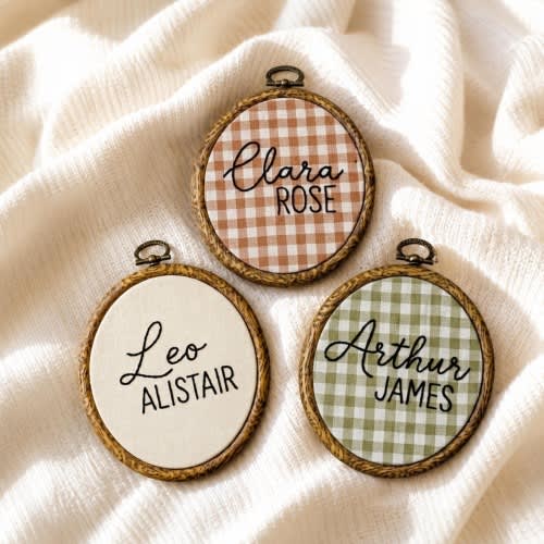 Personalized Embroidered Name Hoop, Custom Baby Nursery Wall Art, Name birth announcement, Hospital Door Name Plate