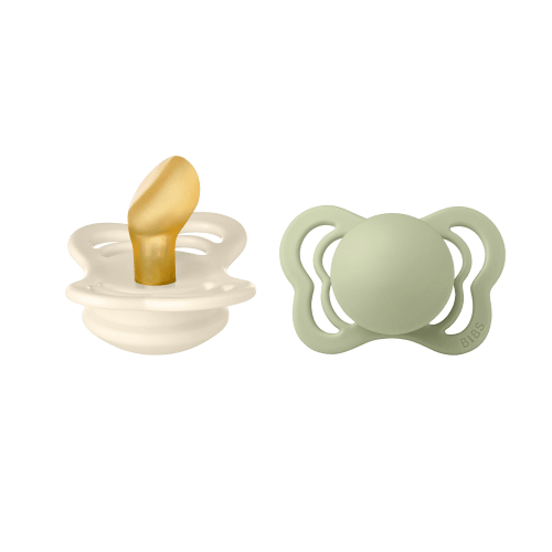 BIBS Infant Pacifier Couture Latex Size 1, 0-6 Months, Ivory/Sage, 2 pack
