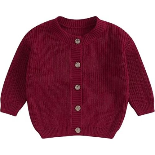 FOMOYUU Toddlers and Newborn Baby Girls Boy Cardigan Sweater Long Sleeve Button Up Knit Sweatshirt Jacket Fall Outfits